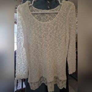 Sheer, Lace Bottom Knit Tunic